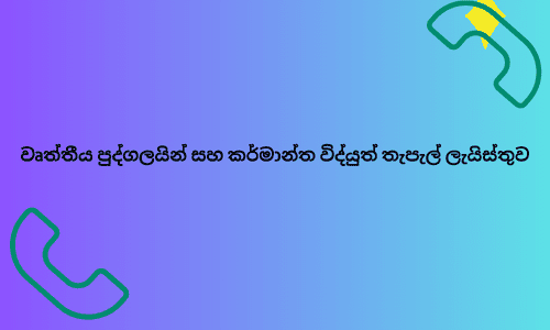 වෘත්තීය පුද්ගලයින් සහ කර්මාන්ත විද්‍යුත් තැපැල් ලැයිස්තුව